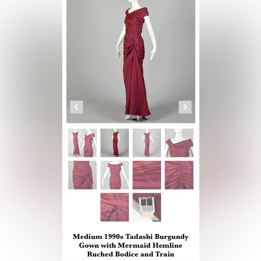Vintage 1990’s elegant Tadashi ball/evening taffeta! Mermaid with a train - Picture 8 of 17